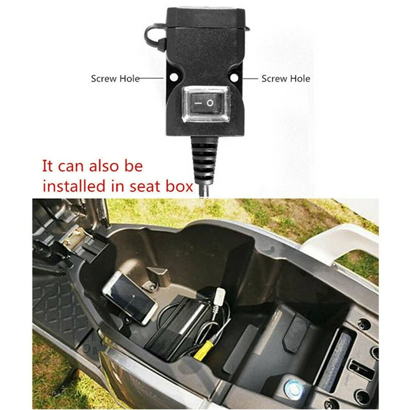 

12V Waterproof Motorbike Motorcycle Dual-USB Charger Power Socket Adapter Outlet