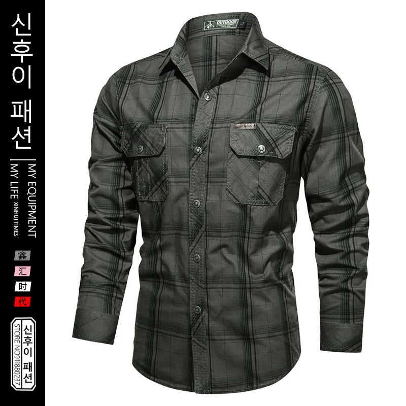 

Новый 2021 100% хлопковая клетчатая рубашка для мужчин повседневные Безразмерные, высокое качество, весенние рубашки для мужчин модные кнопка ...