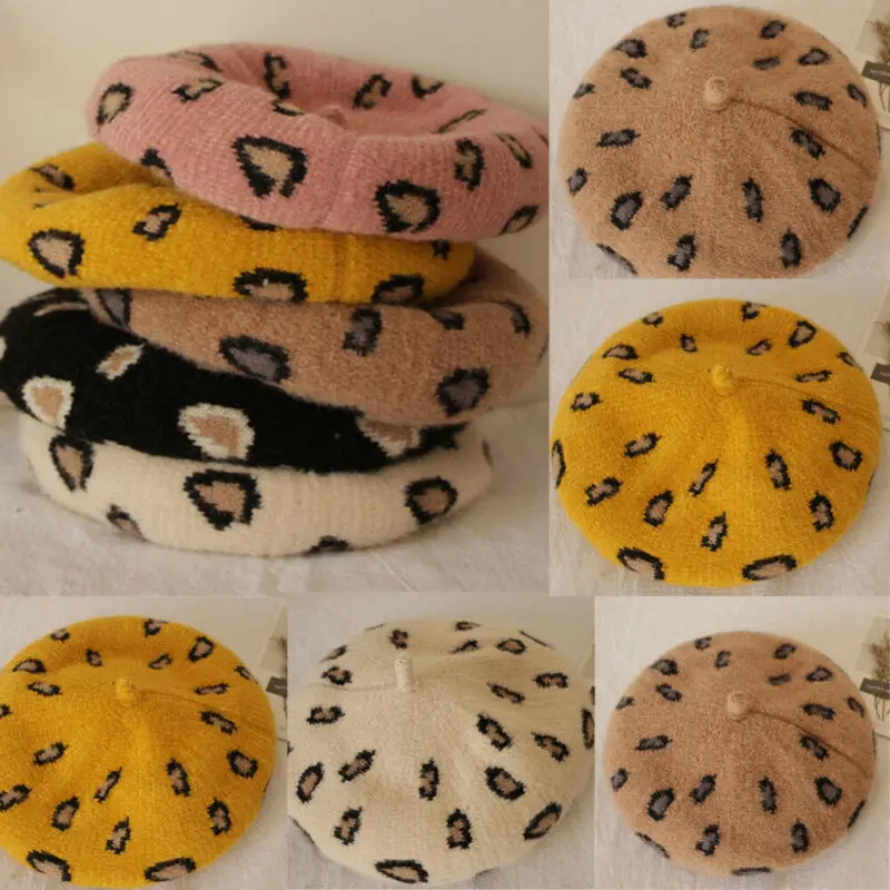 Детский Модный берет с принтом для отдыха маленьких девочек шапка детская зимняя