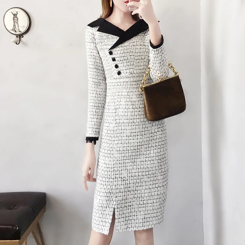 Платье карандаш с V образным вырезом длинным рукавом|Женские платья| |