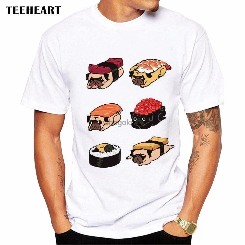 Мужская футболка с забавным дизайном суши мопса 20197 крутые топы для мальчиков