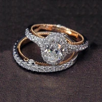 zn fashion jewelry gift 2 pcsset rose gold creative egg shape ring sets for women romantic engagement wedding bands rings