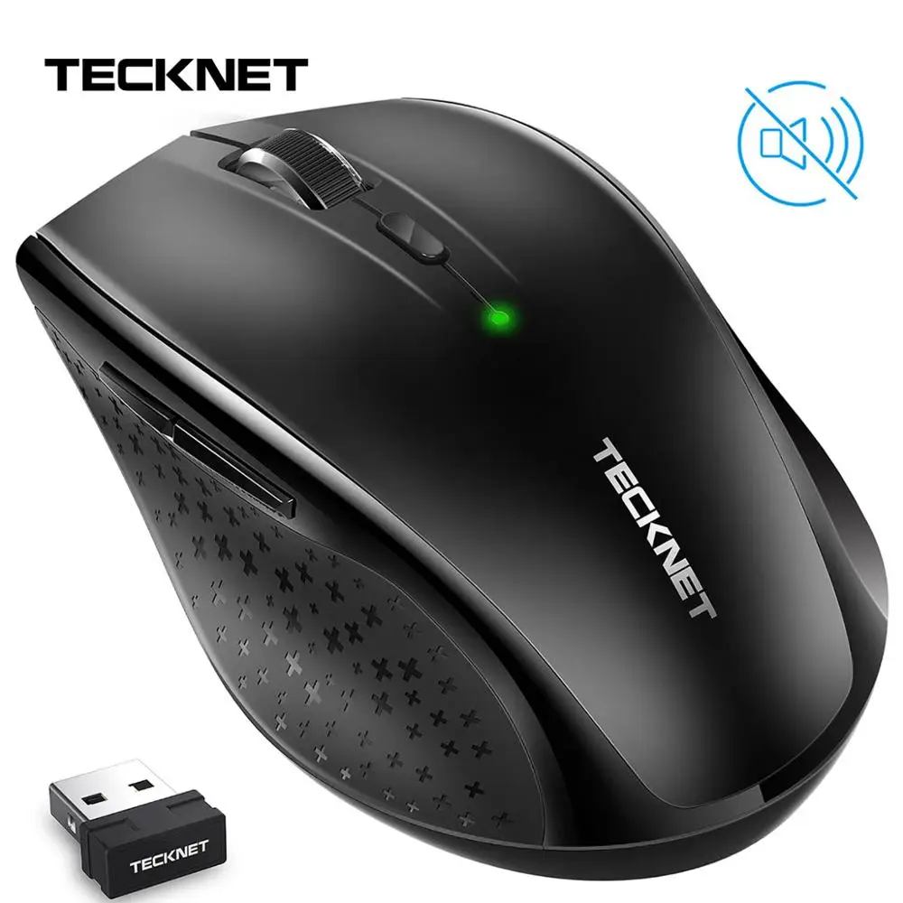 TeckNet Alpha эргономичные мыши 2,4 ГГц Беспроводная мышь Бесшумная кнопка с USB нано приемником для ноутбука компьютера 3000/2000/1600/1200