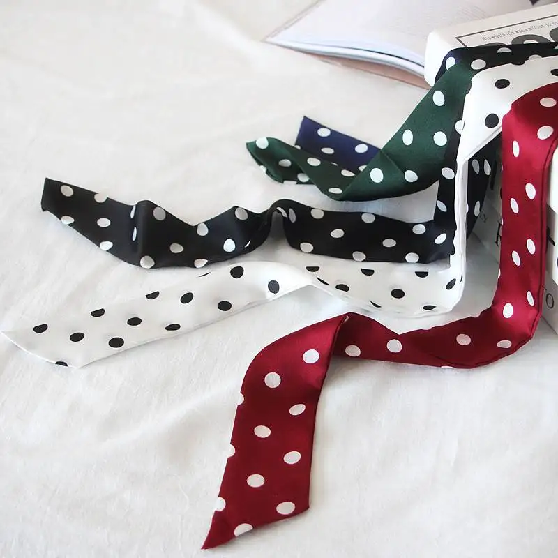 Женский узкий шарф в горошек 190x5 см| |