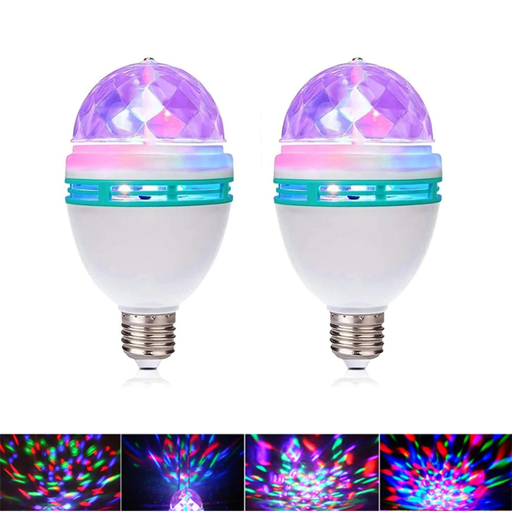 

Хрустальный диско-шар E27, волшебный шар, лампа RGB, лазерный проектор, Автоматическое вращение, DJ сцсветильник, 85-265 в светодиодный ная Лампа дл...