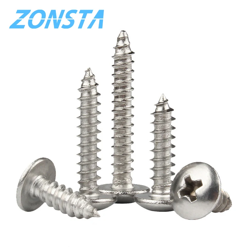 

50//20/10pcs Cross Recessed Truss Head Self tapping Screw M3 M4 M5 M6 Stainless Steel Phillips Mushroom Umbrella Head Wood Screw