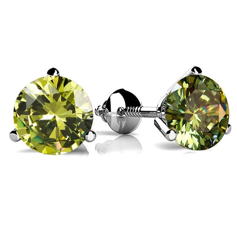 7 мм круглый камень оливковый зеленый цирконий Винт Назад серьги для женщин