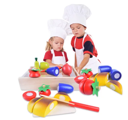 Детские деревянные игрушки ролевые игры кухонные режущие фруктовые овощные
