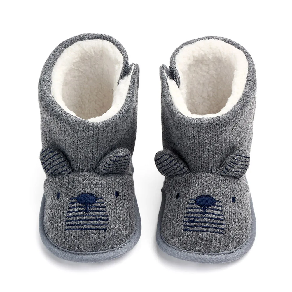 Детские зимние сапоги для малышей теплые с милым медведем обувь новорожденных