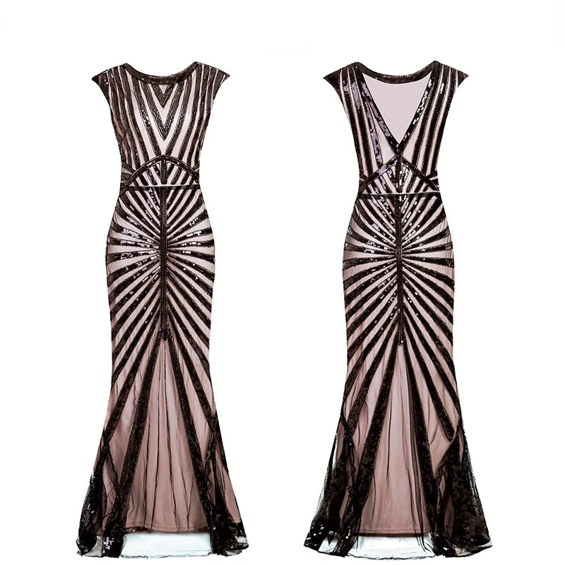 

Женское вечернее платье макси, длинное платье с блестками, платье для выпускного вечера, Свадебная вечеринка, 1920