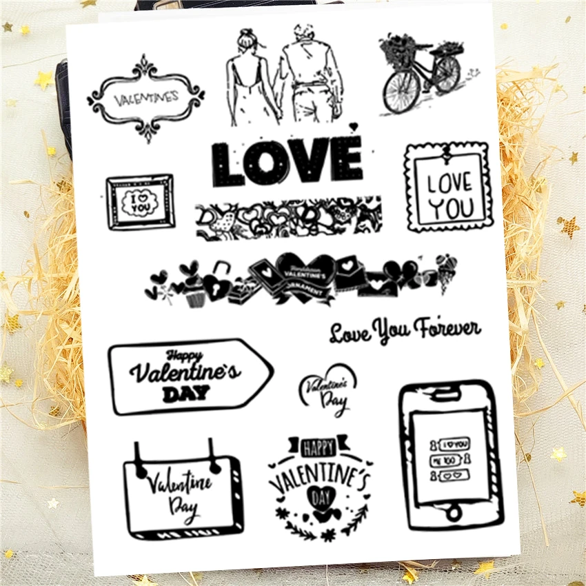 14x18CM Happy Valentine's Day Transparent Seal Clear Stamps Silicone Roller DIY Scrapbook Album / Card Production | Дом и сад
