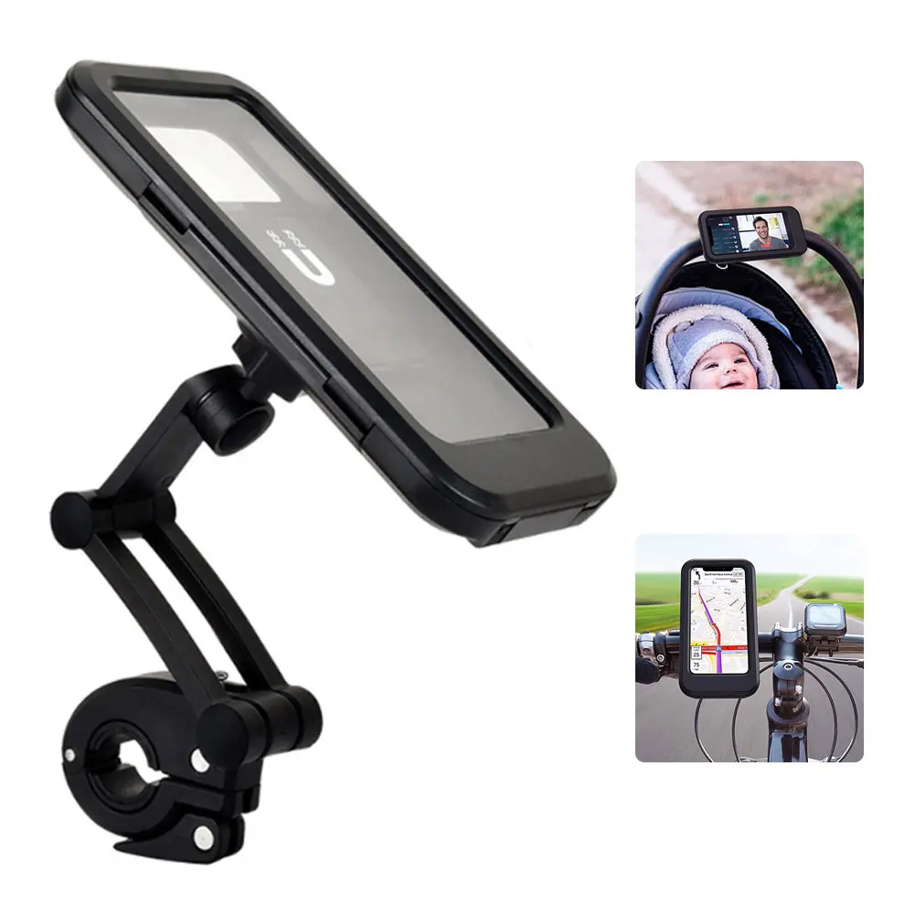 

Adjustable Waterproof Bicycle Phone Holder Motorcycle Mobile Cellphone GPS Holder Mount 360 Degree Rotatable Anti-Shake Stable