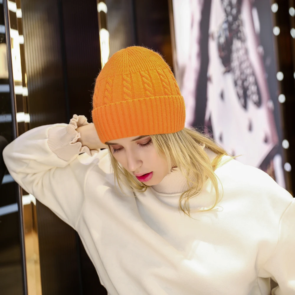 Вязаные шапки женские модные однотонные шапочки облегающие Мужская Уличная