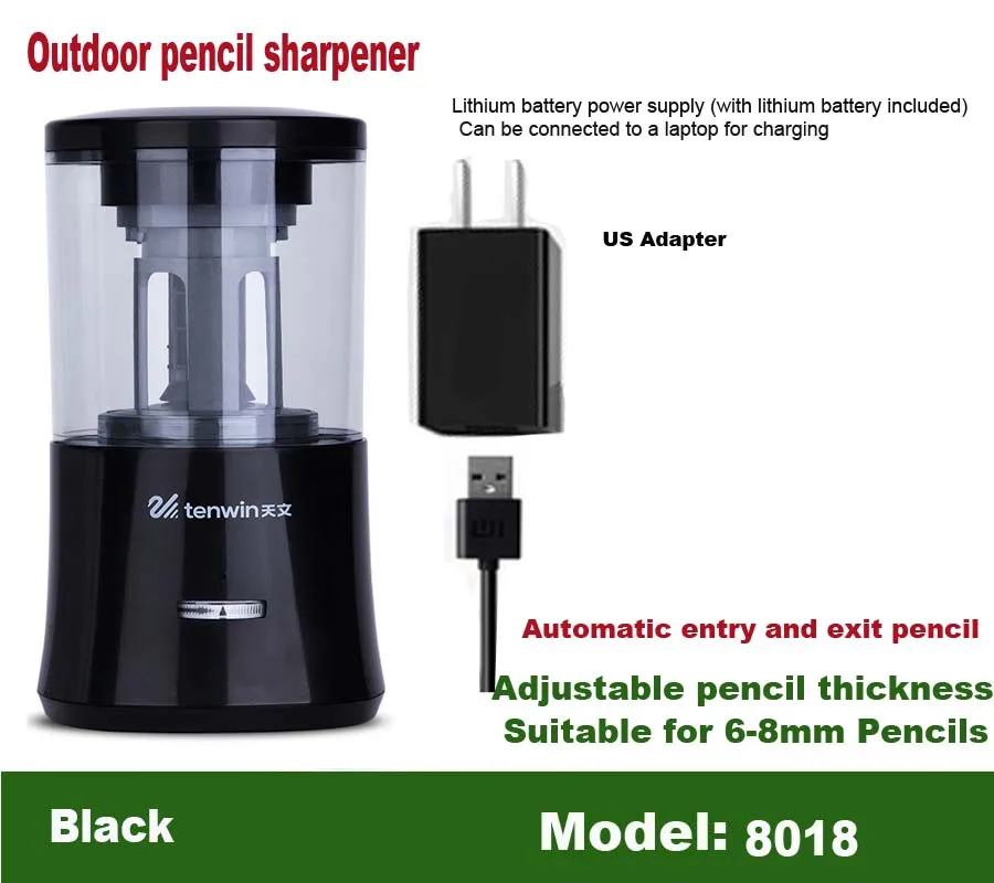Точилка электрическая автоматические металлические Usb канцелярские школы Office для дома открытый товары для рукоделия - Цвет: 8018-Black-US