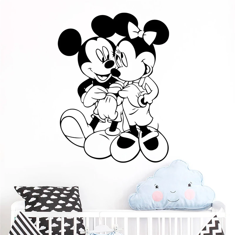 Disney Cartoon Mickey Minnie Wall Stickers For Kids Rooms Nursery Accessories Home Decor Decal Vinyl Mural Art Wallpaper | Дом и сад