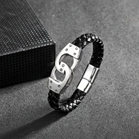 megin d hot sale punk ppersonality genuine leather stainless steel bracelets for men women couple friend fashion gift jewelry