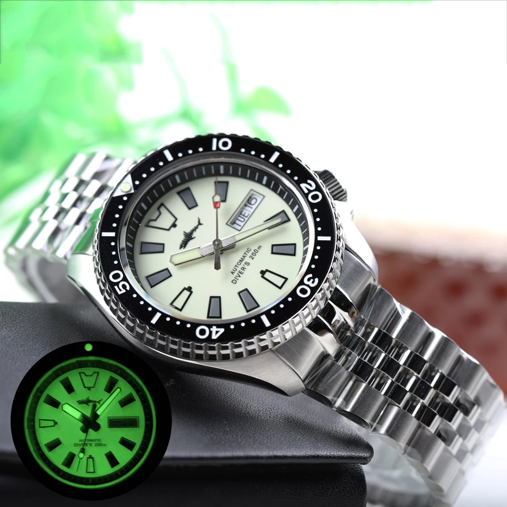 

HEIMDALLR Sharkey SKX007 NH36 Automatic Watch Men Sapphire Mechanical Vintage Diver Watches 200m Full Surface C3 Super Luminous