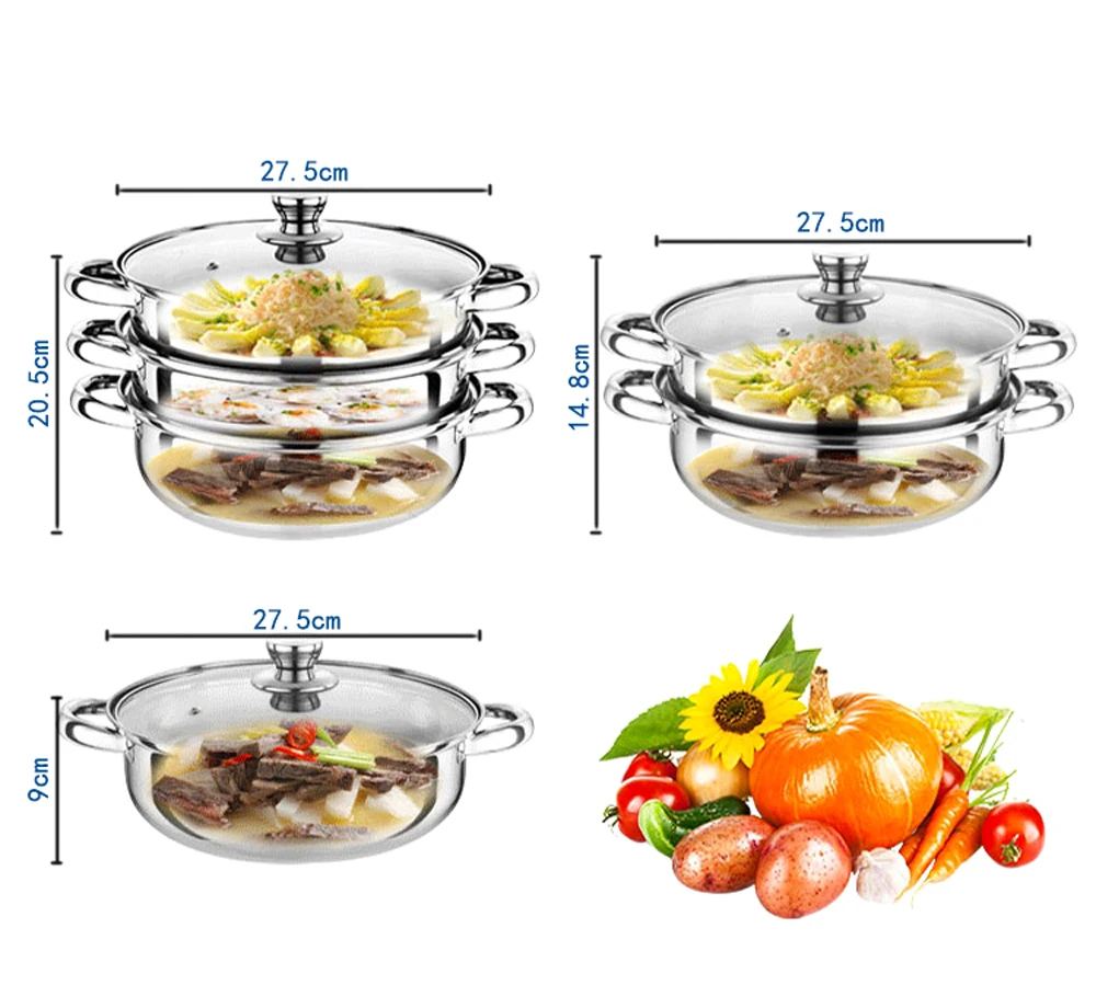 Паровой горшок из нержавеющей стали толстая двухслойная кастрюля с 2 4 слоями