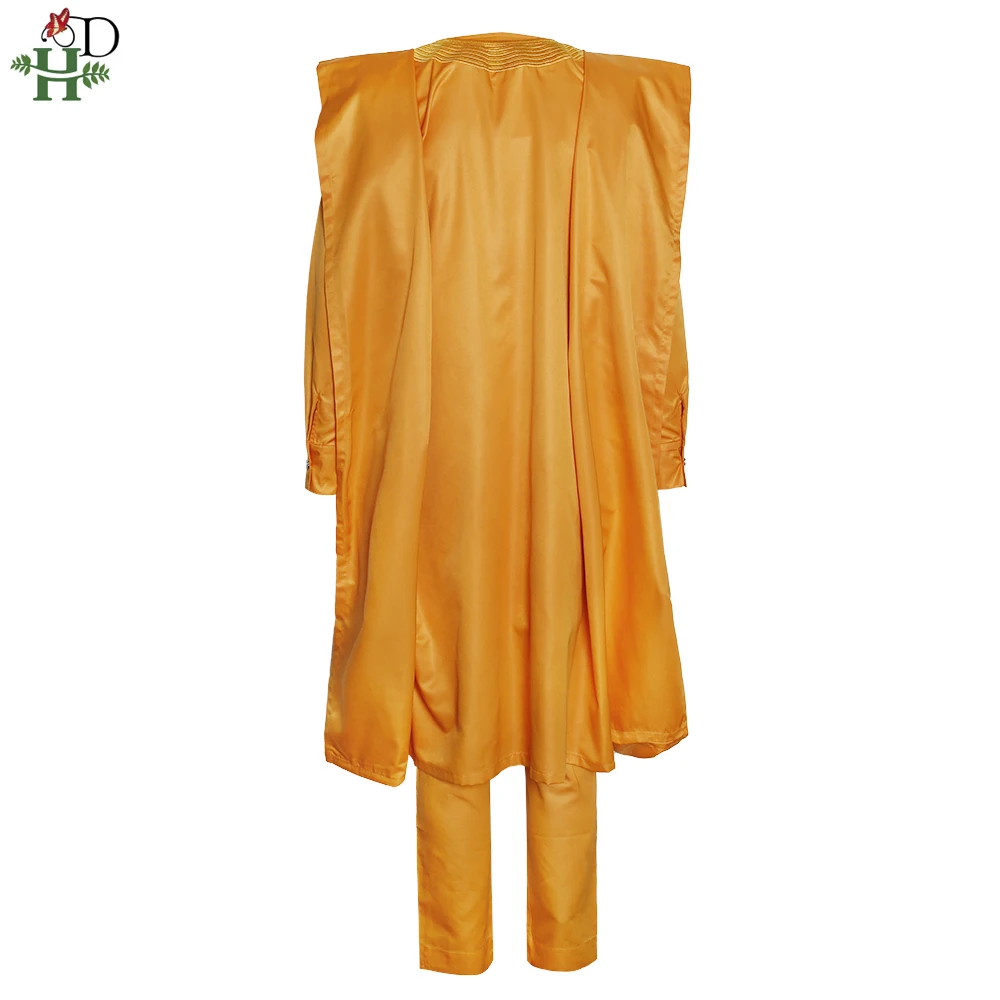 H&D 2022 New African Mens Clothing Agbada Outfit Kaftan Wear 3 Pieces Set for Man Long Sleeves Shirt Ankara Pant Boubou Suit