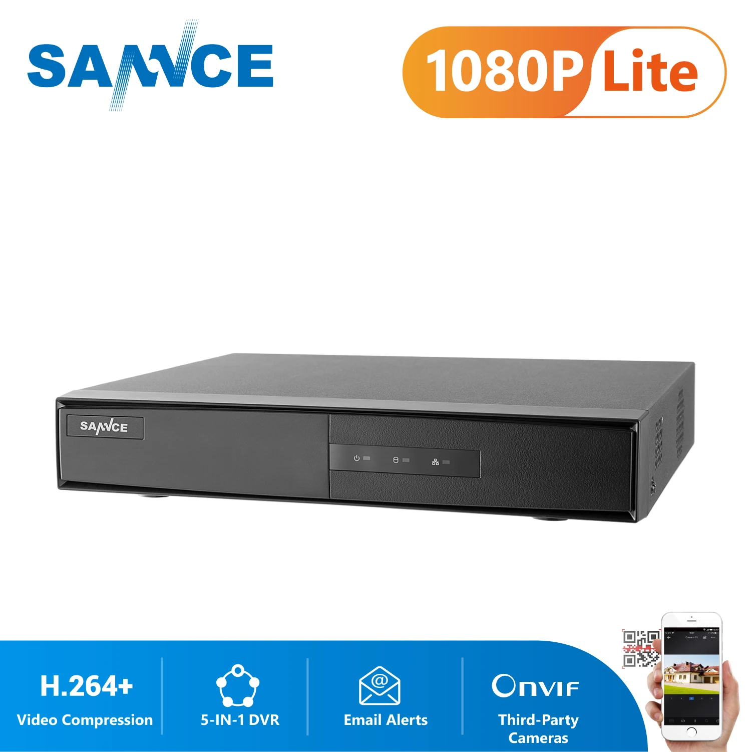 SANNCE 4 канальный 8 TVI DVR AHD 5 в 1 1080N CCTV 4CH 8CH мини Гибридный Поддержка аналоговая/AHD