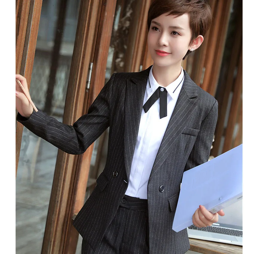 Новый женский Блейзер элегантный полосатый Деловой брючный костюм