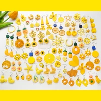 temperament yellow summer playful cute girl small fresh and women fashion personality fine earrings fairy temperament earrings