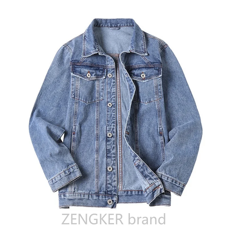 Мужская джинсовая куртка Tide светло голубая Свободная из денима большие размеры