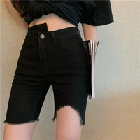 summer denim shorts jean for women summer skinny ripped knee length elastic shorts stretch women 2020 black streetwear