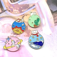 creative cartoon animal planet enamel brooch universe colorful fun wild brooch fashion star badge denim pendant jewelry