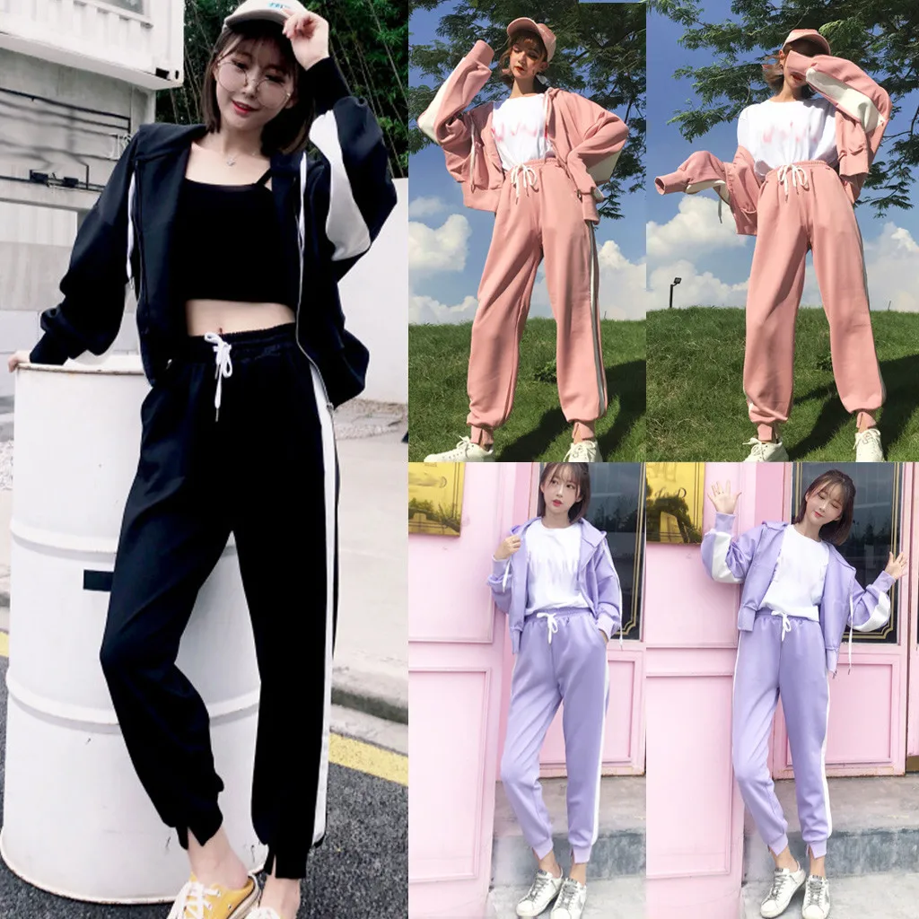 Женский спортивный костюм комплект из 2 предметов ветровка двух кофта с