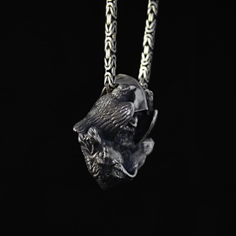 Тяжелые мужские ювелирные изделия из нержавеющей стали Valknut Odin Crow ожерелье с