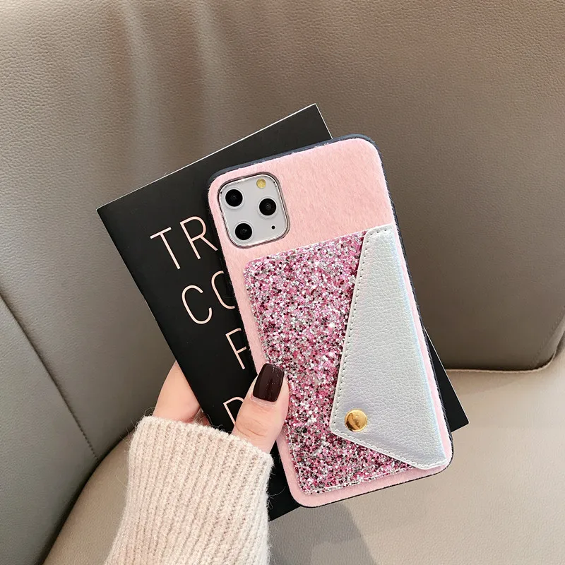Чехол для iPhone 7 6 6S 8 Plus корейский блестящий чехол-книжка с отделением карт и