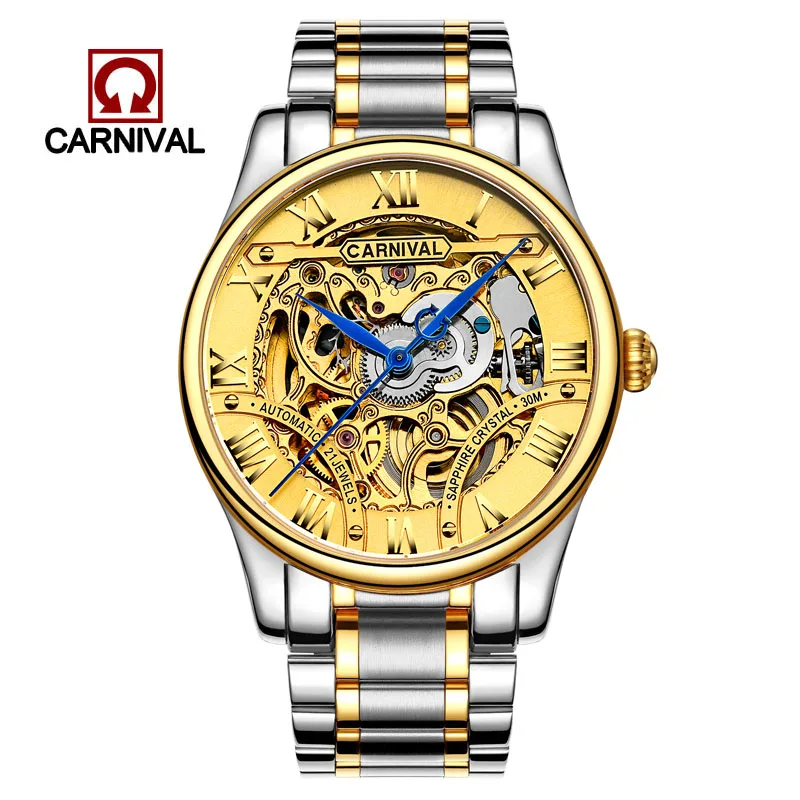 

Switzerland Carnival Men's Watches Luxury Brand Mechanical Wristwatche Watch Male Waterproof reloj hom Skeleton Watch Sapphire 5