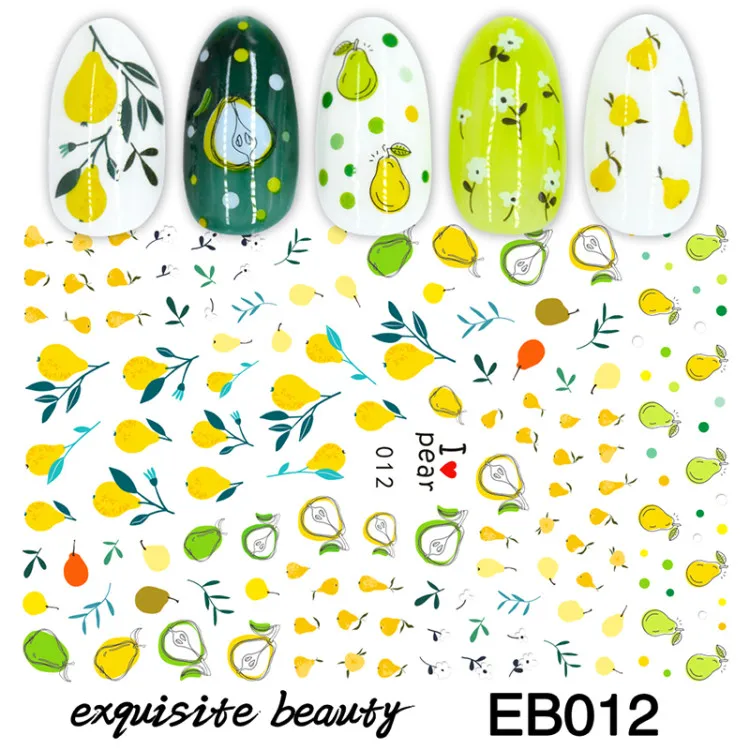 

New 3D Stickers for Nails Fruit Pineapple Nail Sticker Foil Adhesive Decals Nail Art Decorations Manicure Accessories