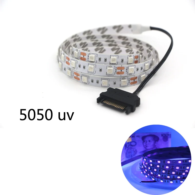 SATA интерфейс SMD 5050 Светодиодная ленсветильник 60 светодиодов/м УФ монохромная