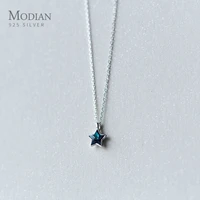 modian new 925 sterling silver retro mini blue star charms pendant necklace fit women adjustable necklace original fine jewelry