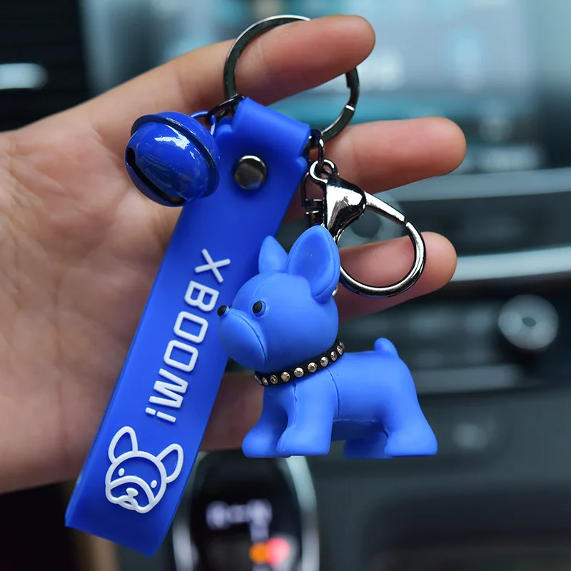 

Cute French Pitbull Leather Key Chain Backpack Bulldog Dog Animal Pendant Keychain Sweethearts Bag Trinket Keyring Gift