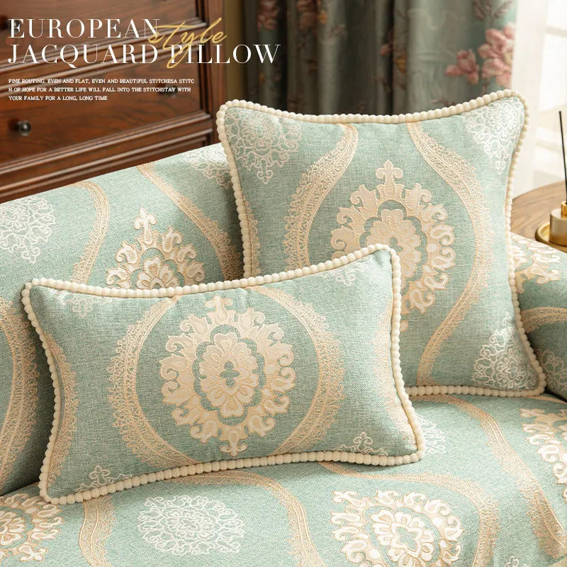 

1 Piece Luxury Throw Pillow Covers Decorative 45x45cm/30x50cm Blue Cushion Cover 3D Embroidery Jacquard Print Square Rectangle