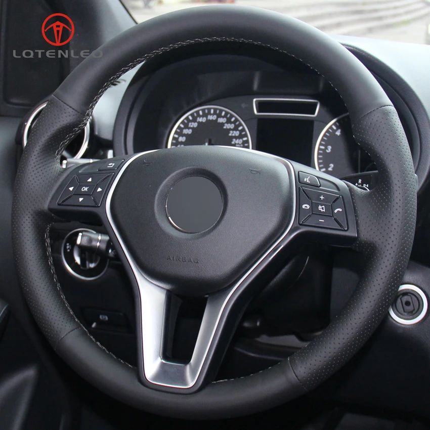 LQTENLEO черный чехол рулевого колеса автомобиля из искусственной кожи для Mercedes Benz A