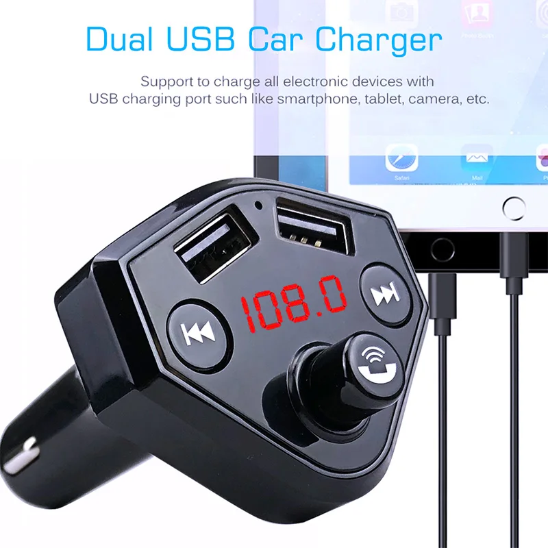 Автомобильный fm передатчик Bluetooth MP3 аудио музыкальный плеер два USB радио
