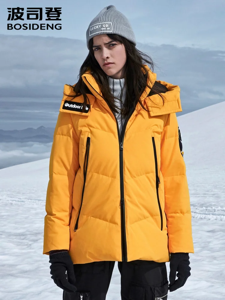 Новый Зимний женский пуховик BOSIDENG короткое гусиное пуховое пальто теплый