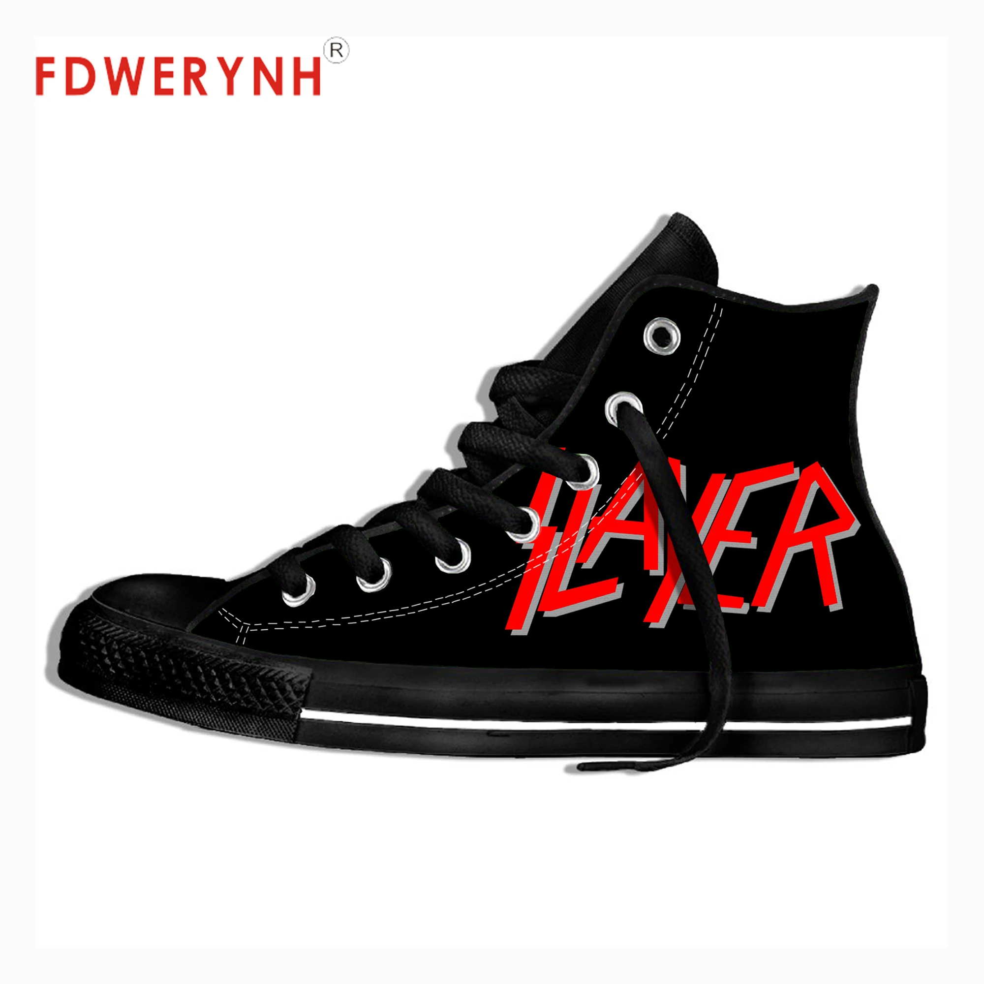 Мужская парусиновая повседневная обувь; металлическая лента; Slayer; трэш метал рок; музыка; Летняя мужская обувь с индивидуальным рисунком; цветная легкая обувь