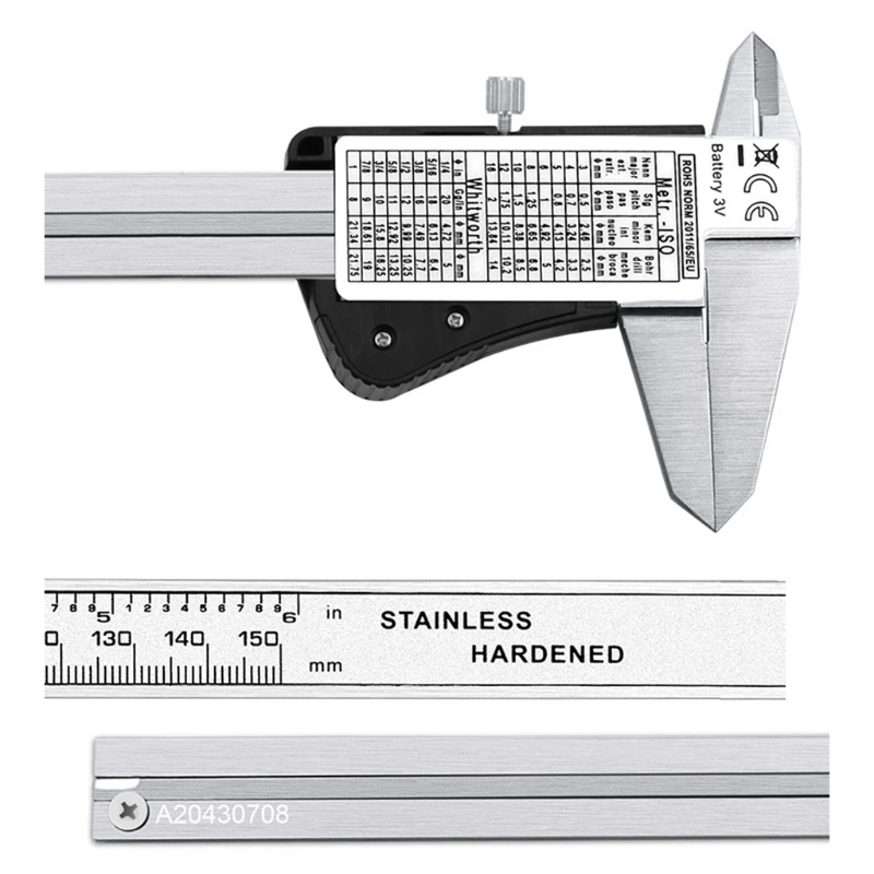 

150mm 6'' Stainless Steel Digital Vernier Caliper IP54 Waterproof Electronic LCD Calipers Measuring Tool Instrument