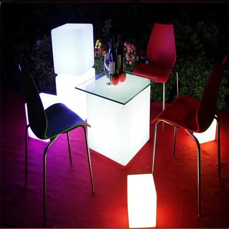 

RGB Rechargeable Led Illuminated Furniture Cube Stool Seat Glowing Chair with Remote Outdoor Use Gadget Home Party Decoration