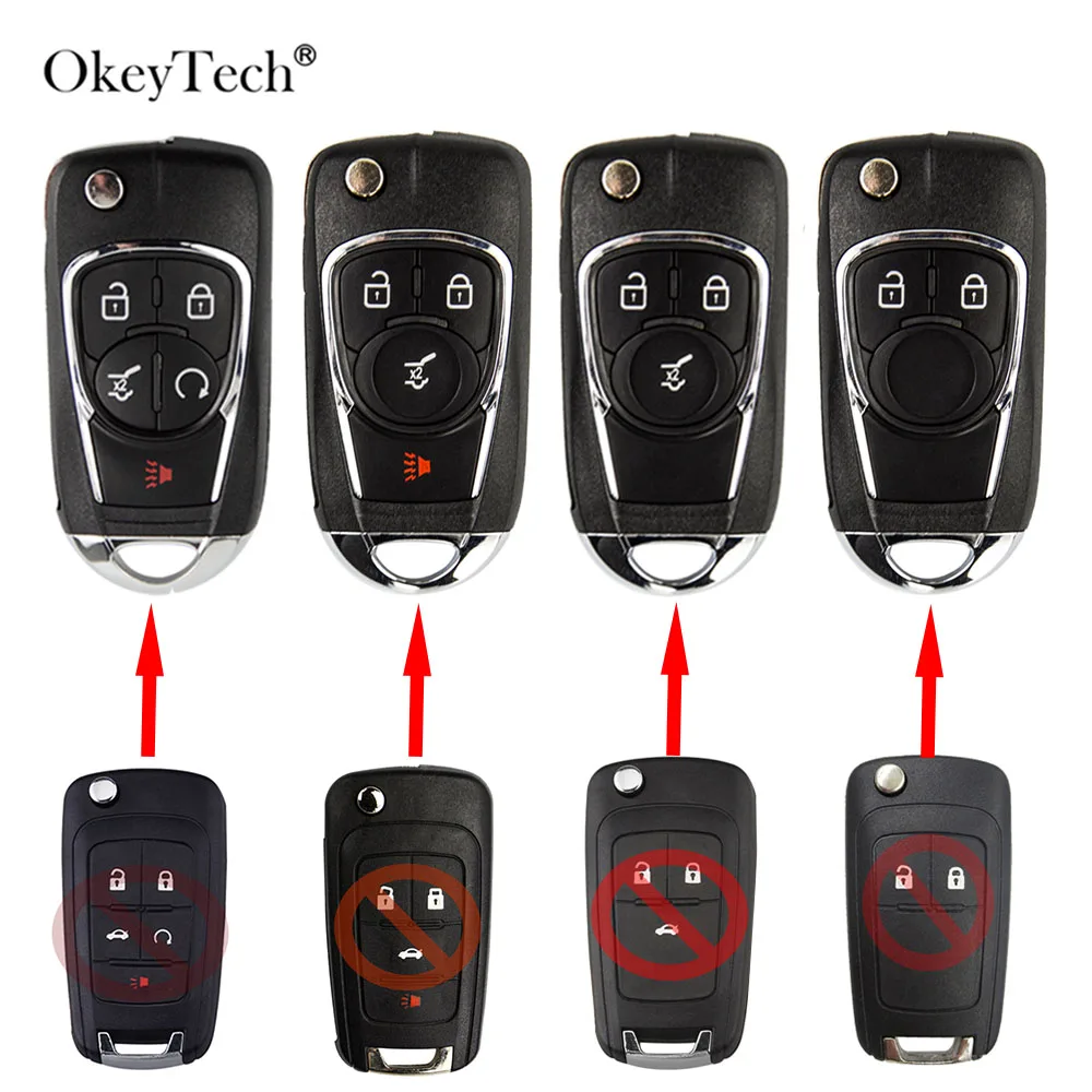 

Модифицированный чехол для автомобильного ключа Okeytech с 2/3/4/5 кнопками, чехол для Chevrolet Cruze Lova Sail Aveo, для Opel Vauxhall Astra H J Corsa E Insign
