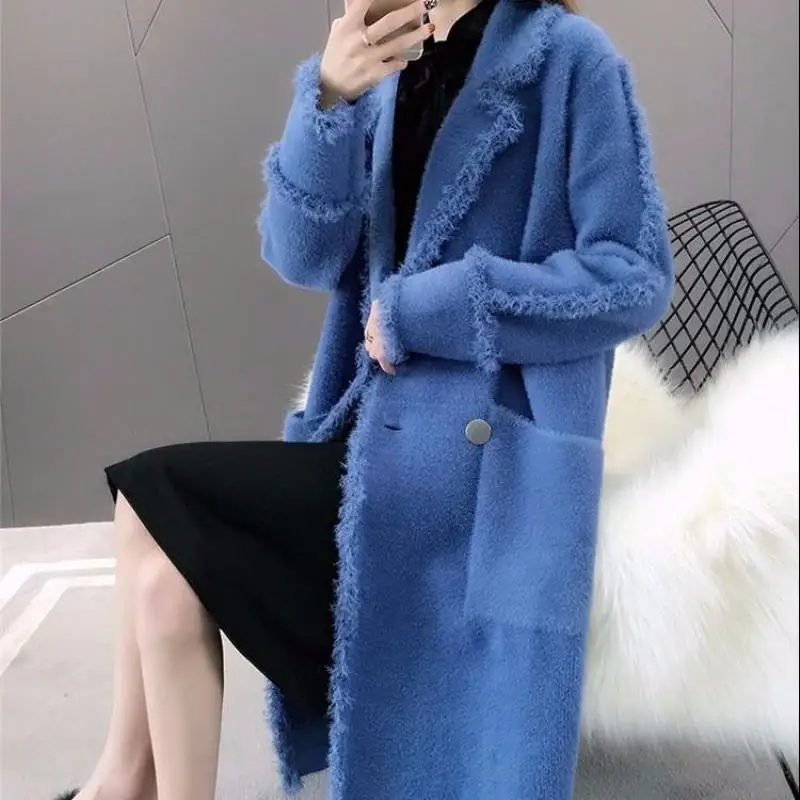 Женские 2019 новые осенние зимние кашемир под норку пальто свободные повседневные