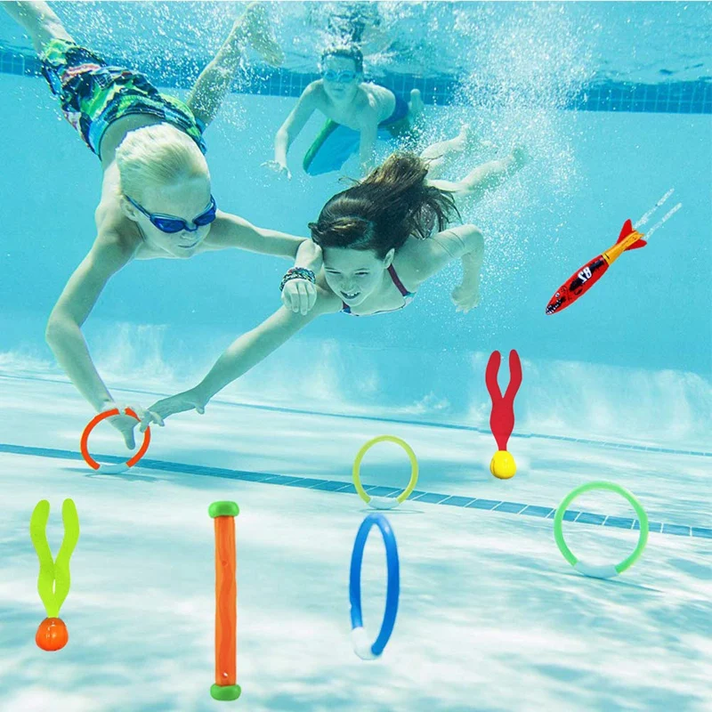 

Diving Toys Underwater Sinking Swimming Pool Toy, Diving Rings & Sticks, Torpedoes, Water Grass, Dive Training Gift for Kids ( P