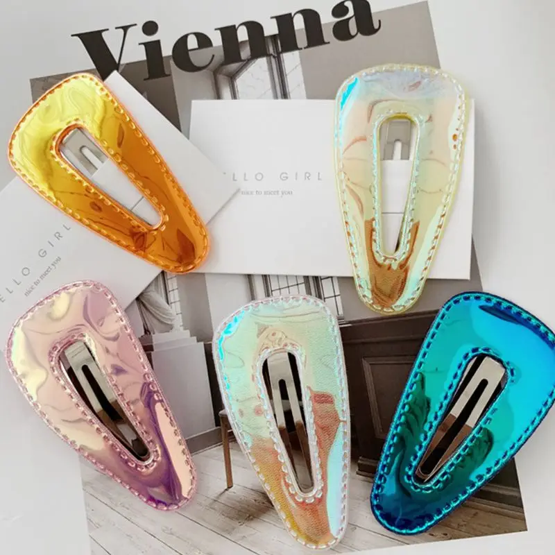 Милые полые треугольные BB заколки для волос женщин и девочек голографическая