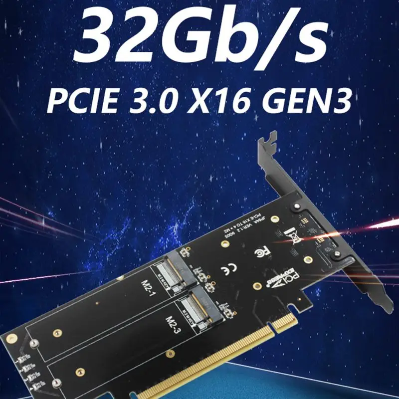 

M.2 X16 to 4X NVME PCIE3.0 GEN3 X16 to 4xNVME RAID Card PCI-E VROC CARD RAID Hyper M.2X16 M2X16 4X X4 NVMEx4 Adapter