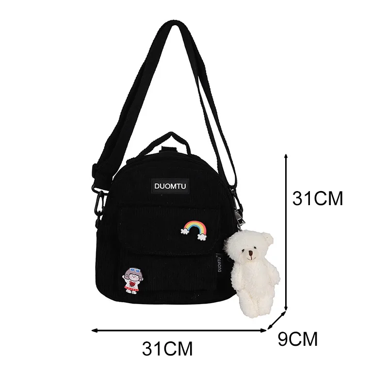 

SYWIZDII 2021 New Shoulder Bags for Teenage Girls Kawaii Women Small Backpack Cute Female Multi-purpose Corduroy WomenTravel Bag